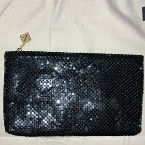 Whiting and Davis black mesh clutch